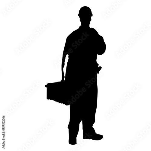 Construction worker toolbox silhouette