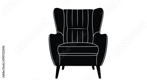 Silhouette of a classic armchair with a high back and rounded arms