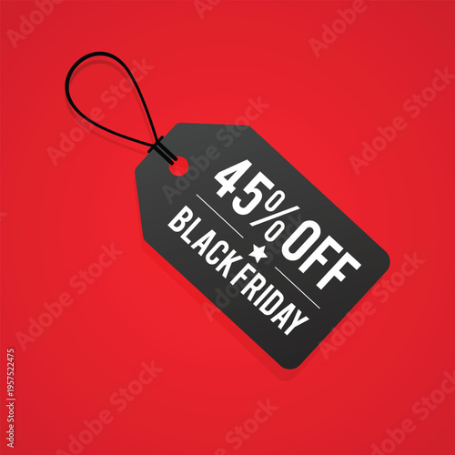 Black friday sale discount tag with 45 percent off