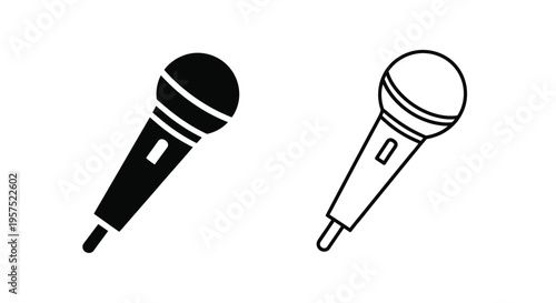 Two black and white microphone icons side by side in a simple design