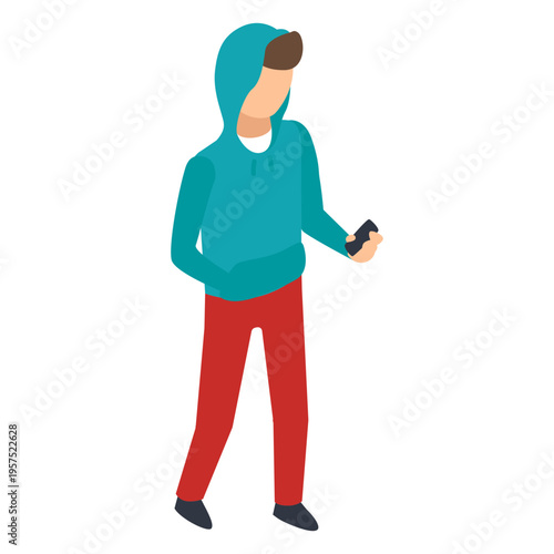 Young checking phone illustration