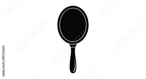 Simple black and white illustration of a handheld round mirror
