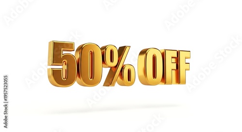 Golden 50% Off Discount Sign