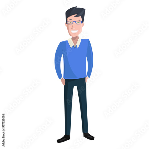 Man hands in pockets illustration