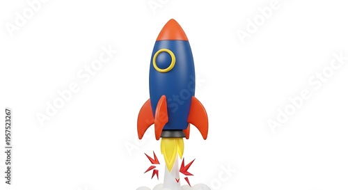 Rocket Ship Launching into Space