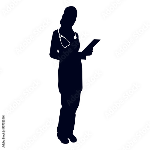 Doctor holding file silhouette
