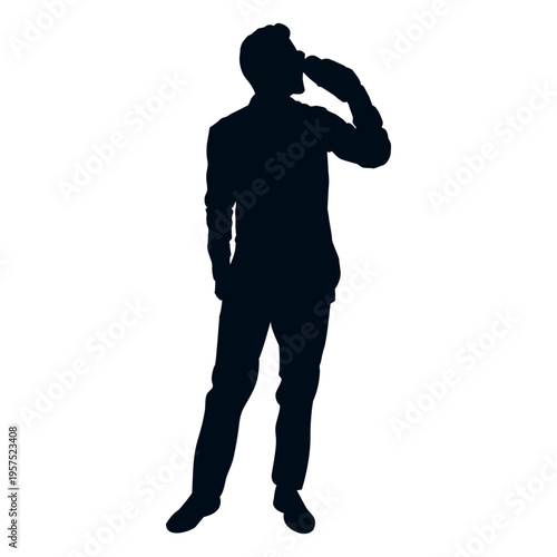 Elegant man drinking silhouette