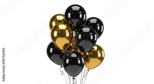 Black and Gold Balloons Cluster