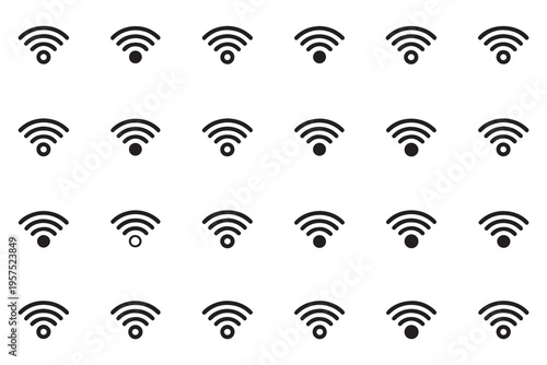 Wireless Network Signal Strength Icon Grid for Connectivity and Internet Concepts