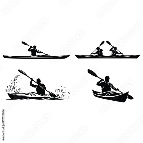 kayaking on a white background