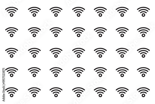 Seamless pattern of wifi signal icons on white background