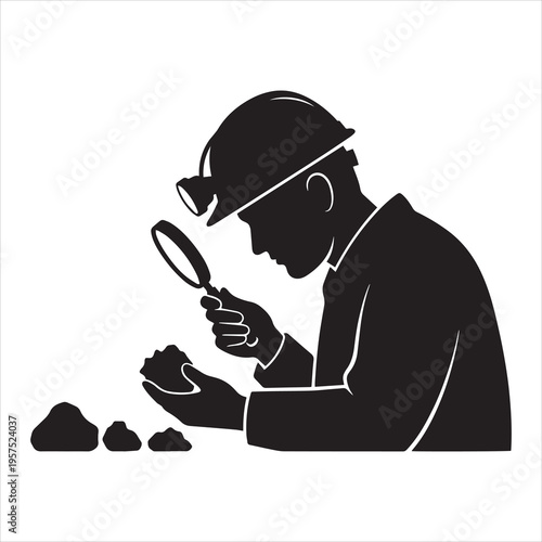 silhouette of a geologist man 