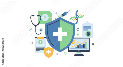 Health Insurance and Medical Protection Concept with Digital Healthcare Data and Technology