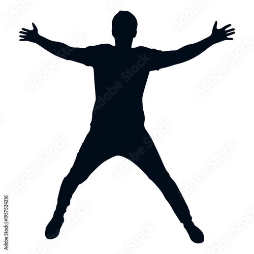 Man spread eagle jumping silhouette
