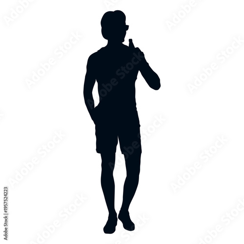 Man summer drinking silhouette