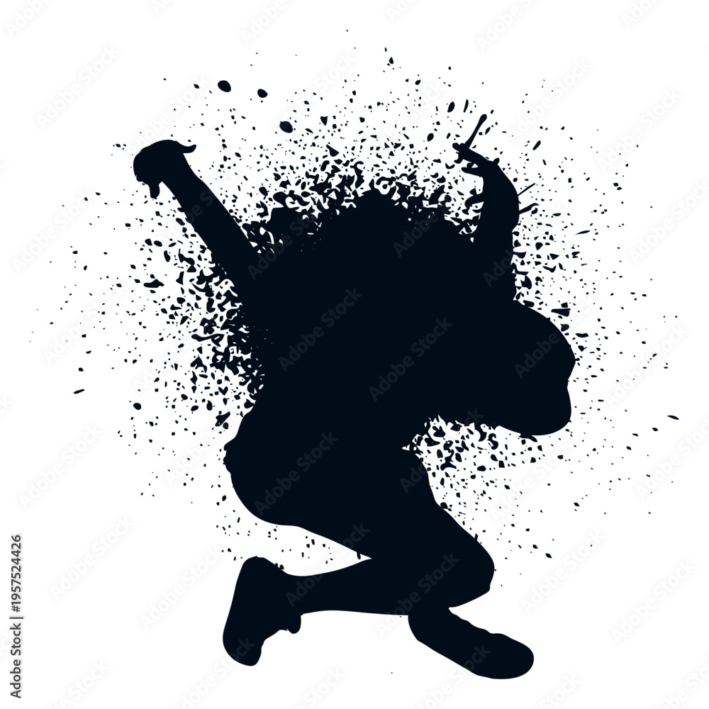 Obraz premium Street dancer splash paint silhouette