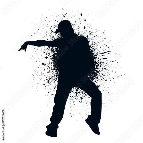 Street dance move splash paint silhouette