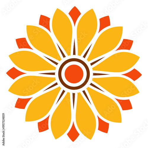 Flat isolated sunflower head illustration