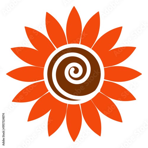 Flat sunflower head clipart