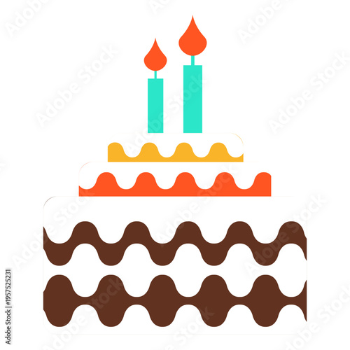 Two candles birthday cake icon