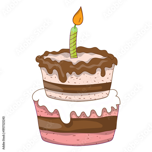 Two floors birthday cake cartoon