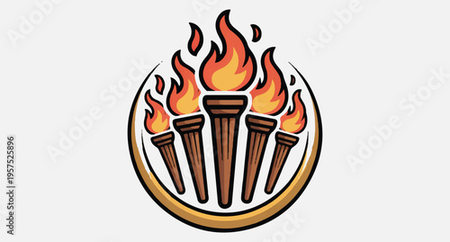  Olympic torch emblem with flames
