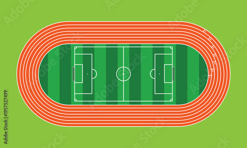 Aerial view of a soccer field with running track