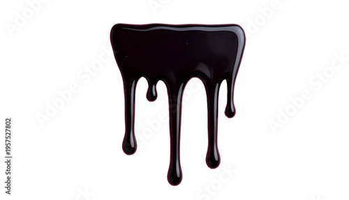 Glossy, black fluid, pooling at the top, and dripping down, with a black background