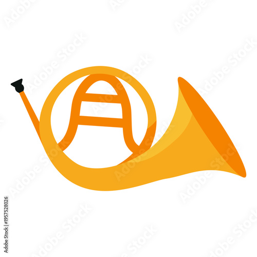 French horn musical instrument icon