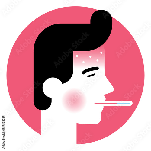 High fever sickness symptom icon