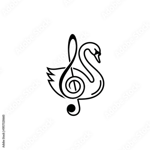 Elegant Swan and Treble Clef Fusion Logo Design.