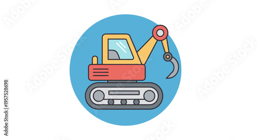 Heavy construction excavator machinery with a hook for digging.