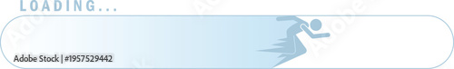 Loading progress bar interface with blue gradient design. Minimal preloader UI element with smooth modern style. Website or app status indicator concept.
