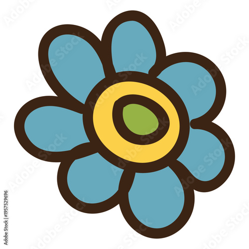 Daisy flower colored doodle