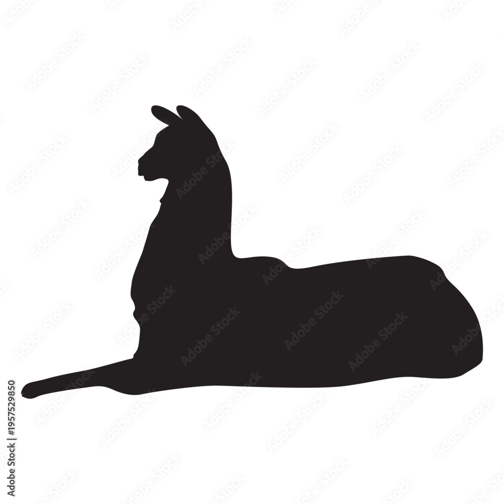 Naklejka premium Isolated llama lying silhouette