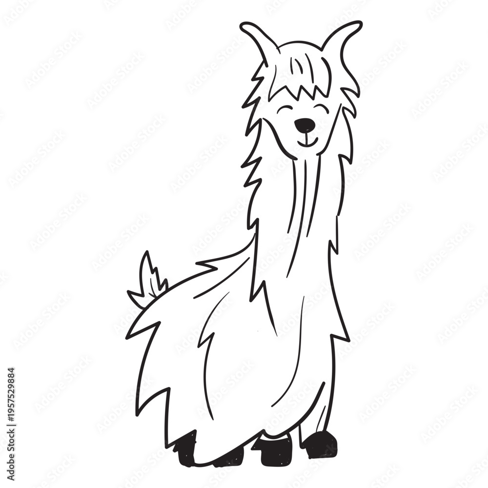 Naklejka premium Llama sitting stroke