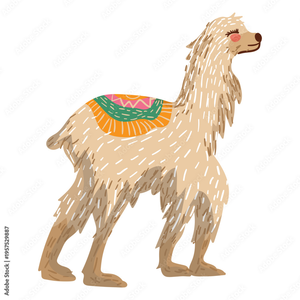 Naklejka premium Llama walking illustration