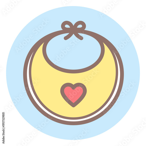 Heart baby bib circle icon
