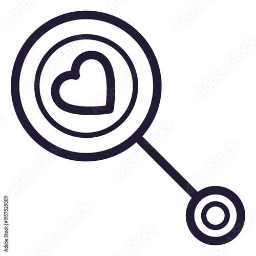 Heart baby rattle stroke icon