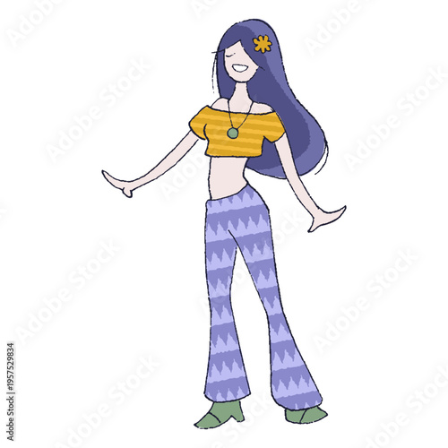 Hippie girl cartoon