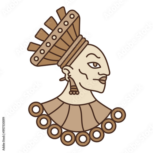 Aztec head illustration