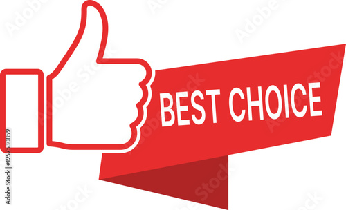 Red banner with white thumbs up and text best choice white approval endorsement