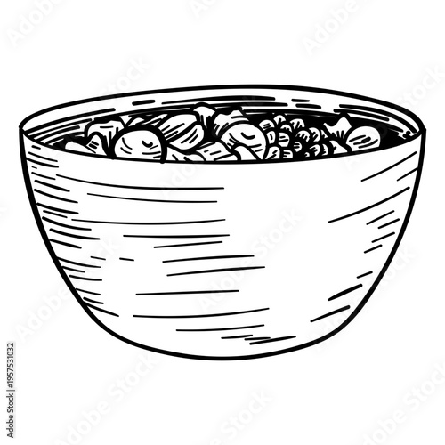 Cereal puffs bowl hand drawn