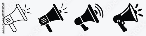 Megaphone. Megaphone icon set. Megaphone icon collection. Advertising concept on flat line style.