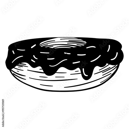 Chocolate doughnut hand drawn