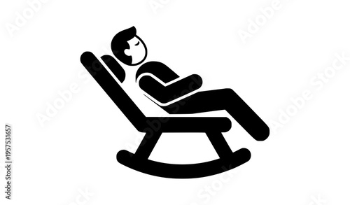 Relaxing man in rocking chair flat icon comfort zone nap after work vector illustration isolated on white background