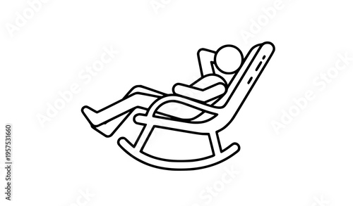 Comfort zone icon person relaxing in rocking chair thin line nap after work vector symbol isolated on white
