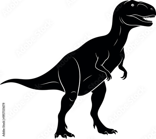 Black tyrannosaurus rex silhouette on white