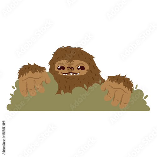 Bigfoot hiding cartoon