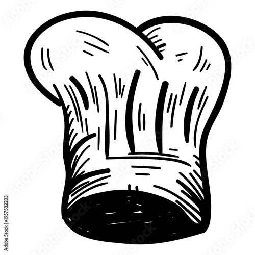 Chef toque hat hand drawn